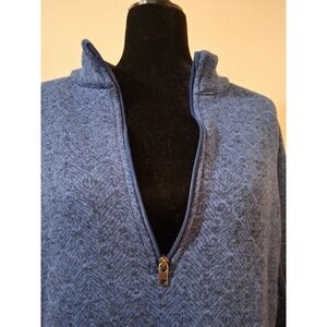 Stormpack Womens Blue Herringbone Quarter Zip Fleece Pullover Sweater Large